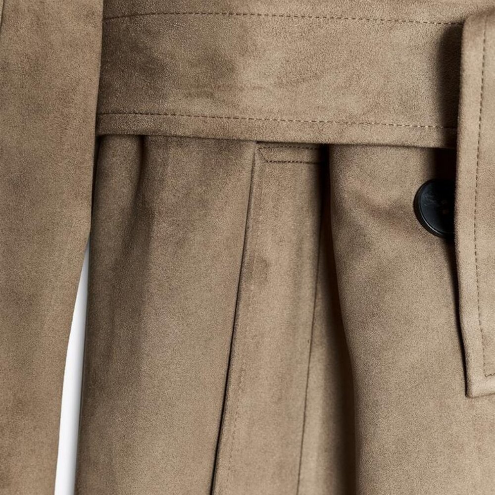 NWT Zara Faux Suede Trench Coat - Picture 7 of 8